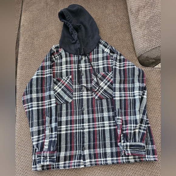 ZARA Flannel Shacket Hoodie Plaid Men XL Button Up Pocket Thick Gorpcore… - Picture 3 of 13